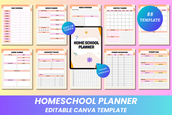 Download Homeschool Planner Canva KDP Interior - Kdp Collection