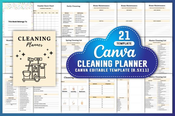Download Cleaning Planner Canva KDP Interiors - Kdp Collection