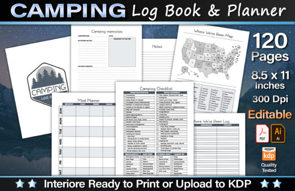 Download Editable Camping Log Book &amp; Planner - Log book Collection