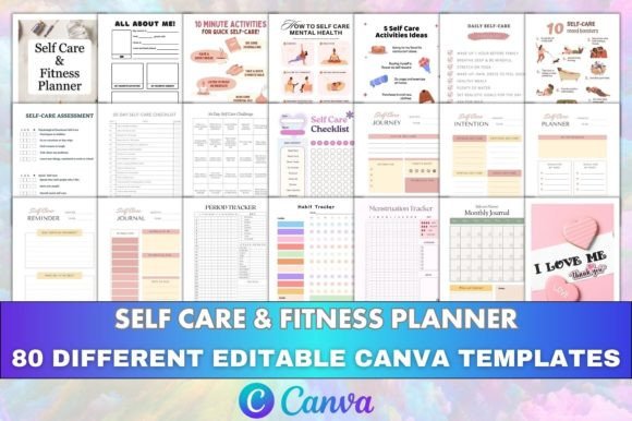 Download Editable Self Care &amp; Fitness Planner KDP - Kdp Collection