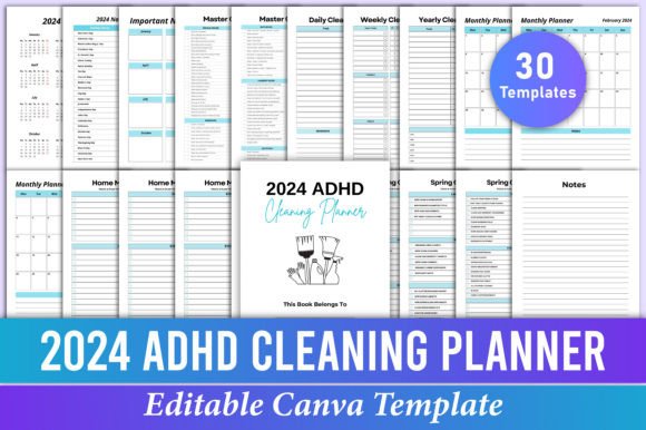 Download 2024 ADHD Cleaning Planner Canva KDP - Kdp Collection