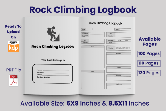 Download Rock Climbing Logbook KDP Interior - Kdp Collection