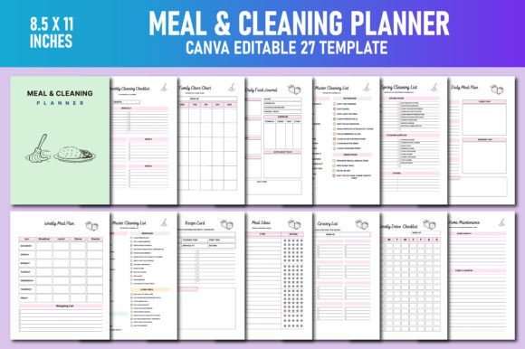 Download Meal &amp; Cleaning Planner Canva KDP - Kdp Collection