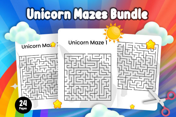 Download 24 Unicorn Mazes Bundle - KDP Interior - Kdp Collection