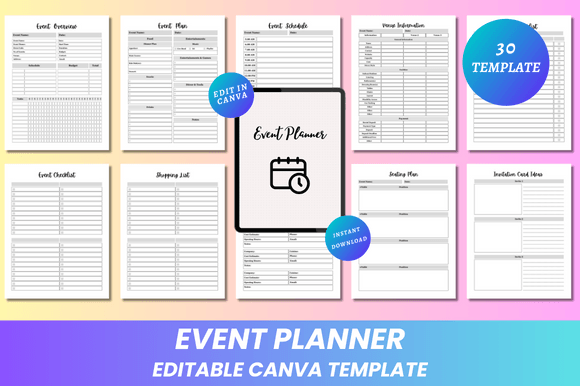 Download Editable Event Planner Canva KDP - Kdp Collection