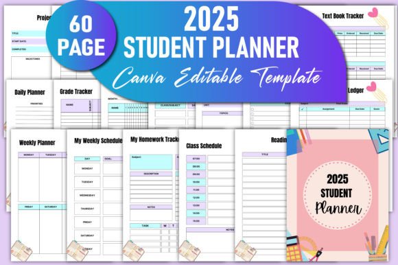 Download Editable 2025 Student Planner Canva KDP - Kdp Collection
