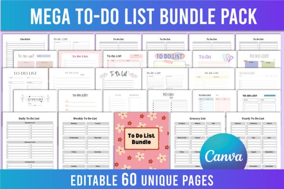 Download Editable Mega to Do List Bundle Pack KDP - Kdp Collection