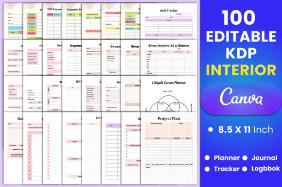 Download 100 Editable Canva KDP Interiors - Kdp Collection