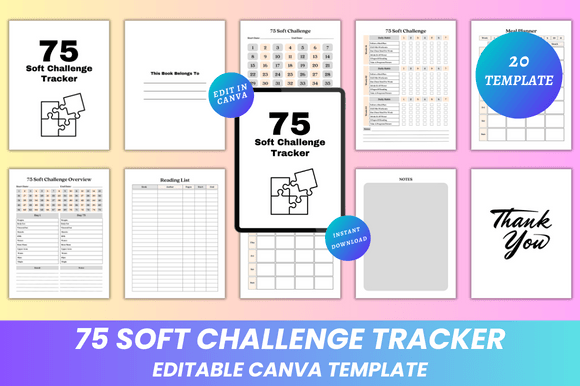 Download 75 Soft Challenge Tracker Canva KDP - Kdp Collection