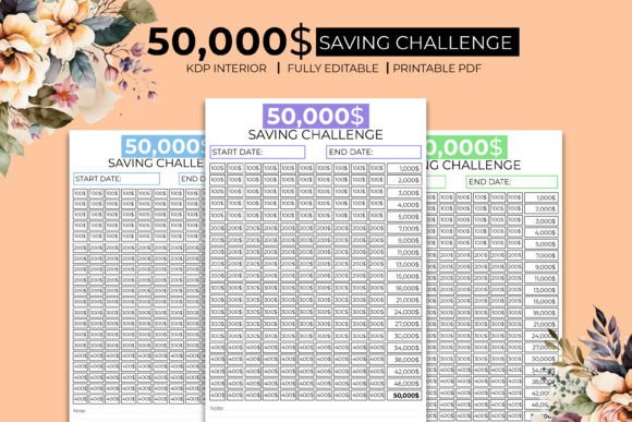 Download 50K Saving Challenge Journal Kdp Planner - Kdp Collection