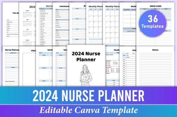Download 2024 Nurse Planner Canva KDP Interior - Kdp Collection