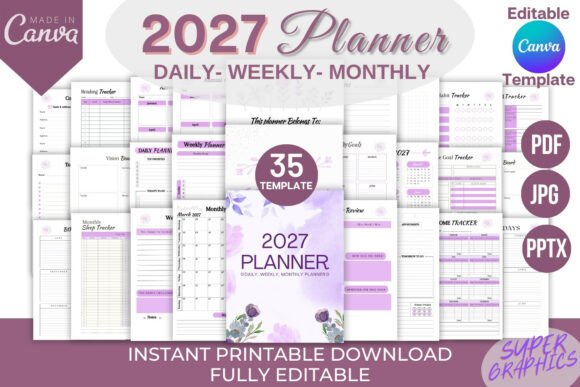 Download Editable 2027 Planner Canva Template KDP - Kdp Collection