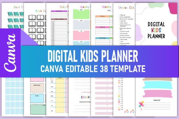 Download Editable Digital Kids Planner Canva KDP - Kdp Collection