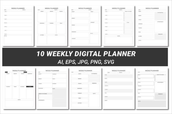 Download 10 Weekly Planner Editable KDP Interiors - Kdp Collection