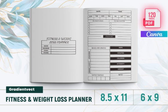 Download KDP Fitness &amp; Weight Loss Planner Canva - Kdp Collection