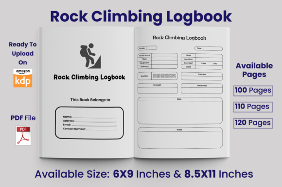 Download Rock Climbing Logbook KDP Interior - Kdp Collection