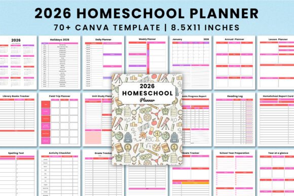 Download 2026 Homeschool Planner for Canva - Homeschool Collection