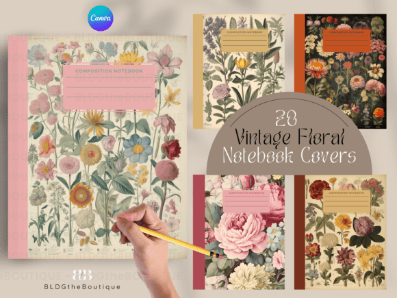 Download Vintage Floral Notebook Cover KDP PLR - Kdp Collection