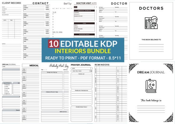 Download 10 Editable KDP Interiors Bundle Pack - Kdp Collection