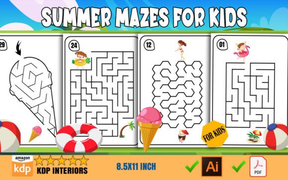 Download Summer Mazes Pages for Kids – KDP - Premium Resources