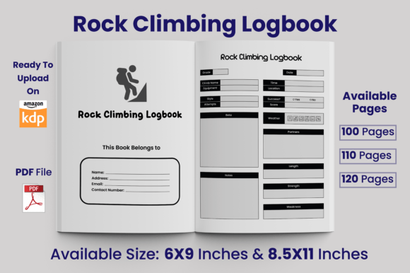 Download Rock Climbing Logbook KDP Interior - Kdp Collection