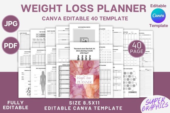 Download Weight Loss Planner Bundle Canva KDP - Kdp Collection