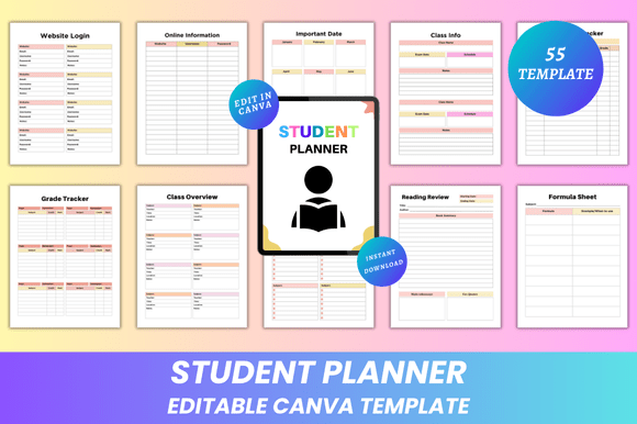 Download Editable Student Planner Canva KDP - Kdp Collection