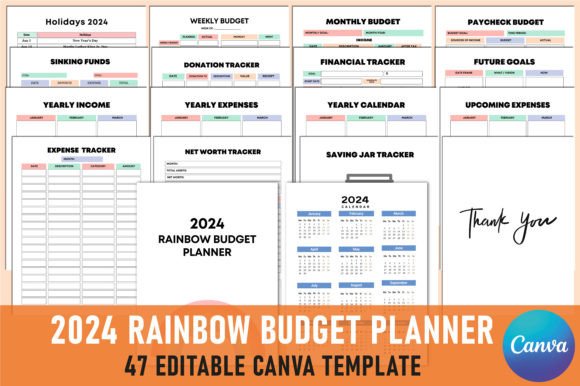 Download Editable 2024 Rainbow Budget Planner KDP - Kdp Collection