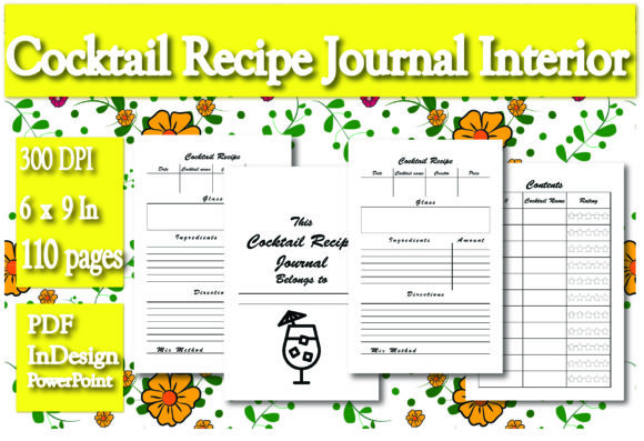 Download KDP Cocktail Recipe Journal Interior - Kdp Collection