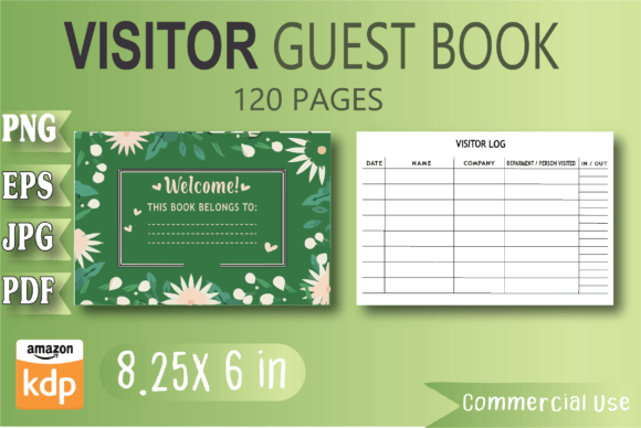 Download Visitor Log Book Editable KDP Interior - Kdp Collection