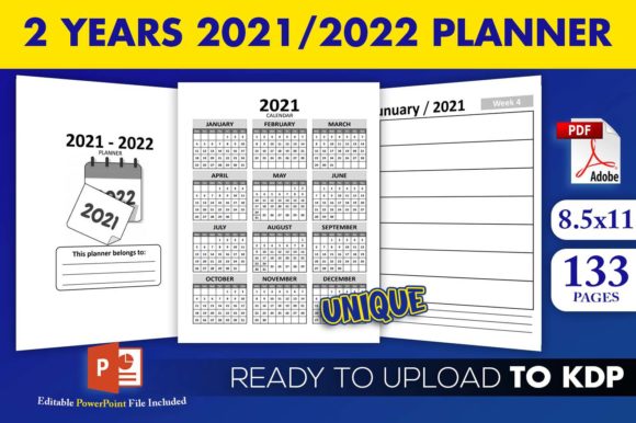 Download 2 Years 2021 / 2022 Planner KDP Interior - Kdp Collection