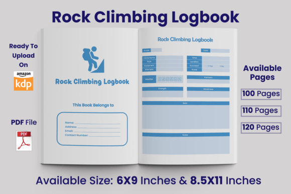 Download Rock Climbing Logbook KDP Interior - Kdp Collection