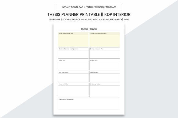 Download Thesis Planner Kdp Notebook Interior - Kdp Collection