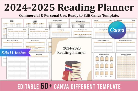 Download 2024-2025 Reading Planner for Canva KDP - Kdp Collection