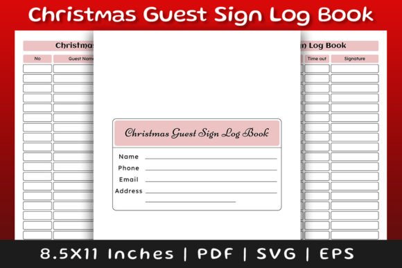 Download Christmas Guest Sign Log Book Interior - Log book Collection