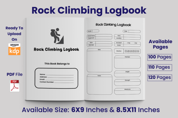 Download Rock Climbing Logbook KDP Interior - Kdp Collection