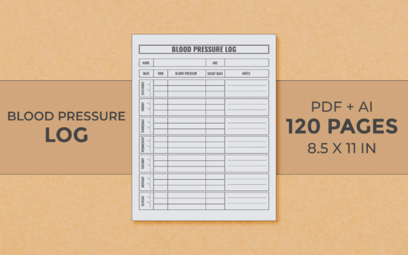 Download Blood Pressure Log Editable Kdp Interior - Kdp Collection