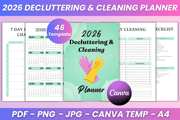 Download 2026 Decluttering &amp; Cleaning Planner Kdp - Kdp Collection