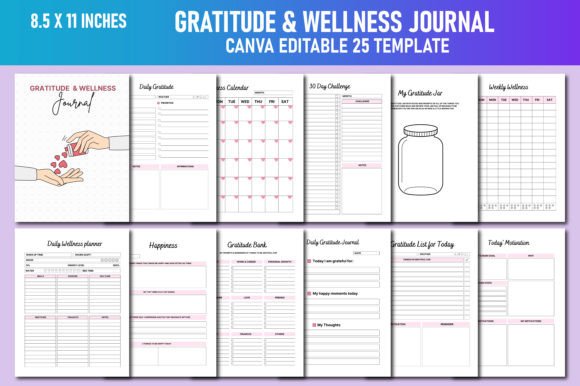 Download Gratitude &amp; Wellness Journal Canva KDP - Kdp Collection