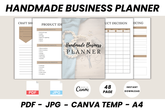 Download Handmade Business Planner Canva Template - Business planner Collection
