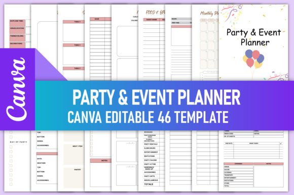 Download Party &amp; Event Planner Canva KDP Interior - Kdp Collection