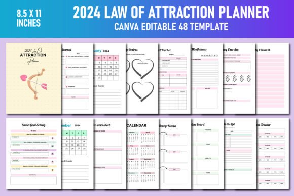 Download 2024 Law of Attraction Planner Canva KDP - Kdp Collection