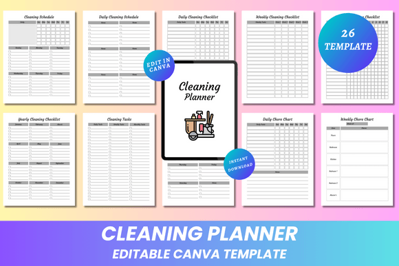 Download Editable Cleaning Planner Canva KDP - Kdp Collection
