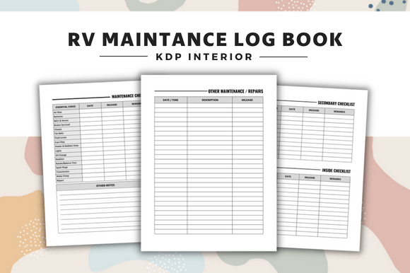 Download RV Maintenance Log Book Interior - Log book Collection