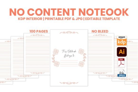 Download NO CONTENT LINED NOTEOOK KDP INTERIOR - Kdp Collection