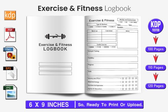 Download Exercise &amp; Fitness Log Book | KDP Interi - Kdp Collection