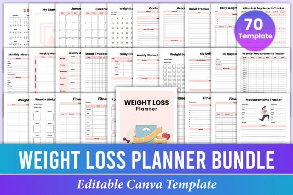 Download Weight Loss Planner Bundle Canva Kdp - Kdp Collection