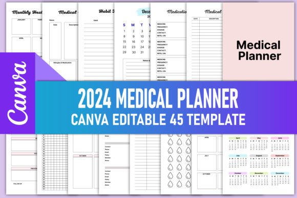 Download Editable 2024 Medical Planner Canva KDP - Kdp Collection