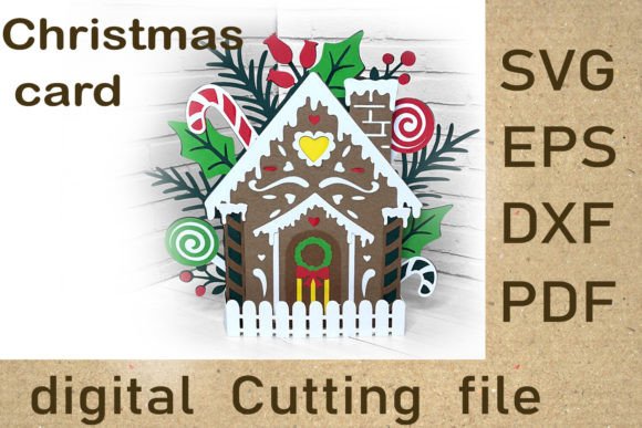 Download Gingerbread Cottage Christmas Card 3D - Christmas card Collection