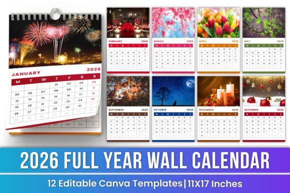 Download 2026 Full Year Wall Calendar Canva Kdp - Kdp Collection